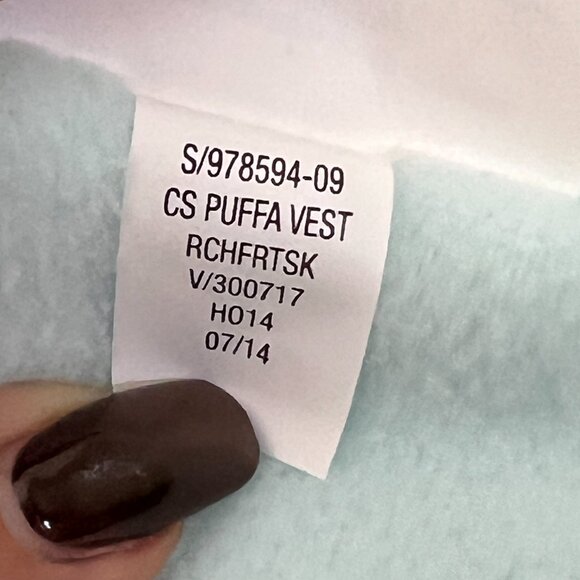 Old Navy Womens XS Seafoam Green Puffer Vest Fleece Lined Zip Sleeveless Quilted - Picture 7 of 7